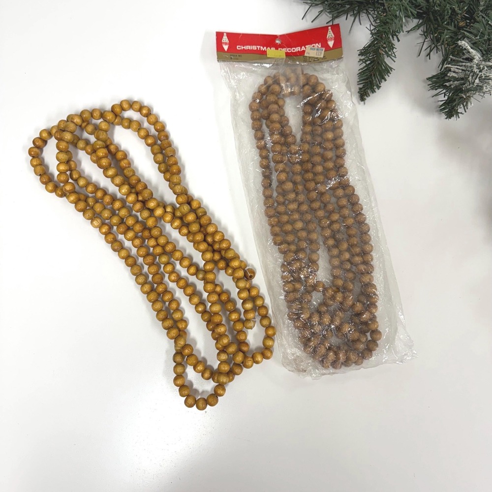 Vintage wood bead Christmas Garland